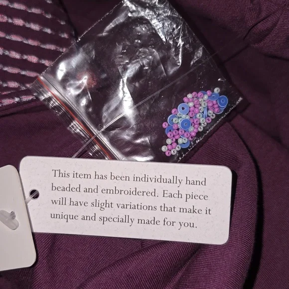 Soft Surroundings Dark Berry Playa Embroidered Jacket Open Beaded Womens 2X NWT - Picture 14 of 14